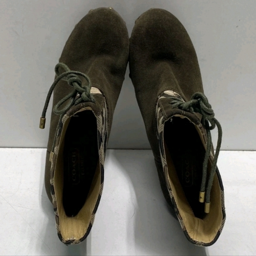 Coach Women's Olive and Brown Heeled Boots - Picture 5 of 6